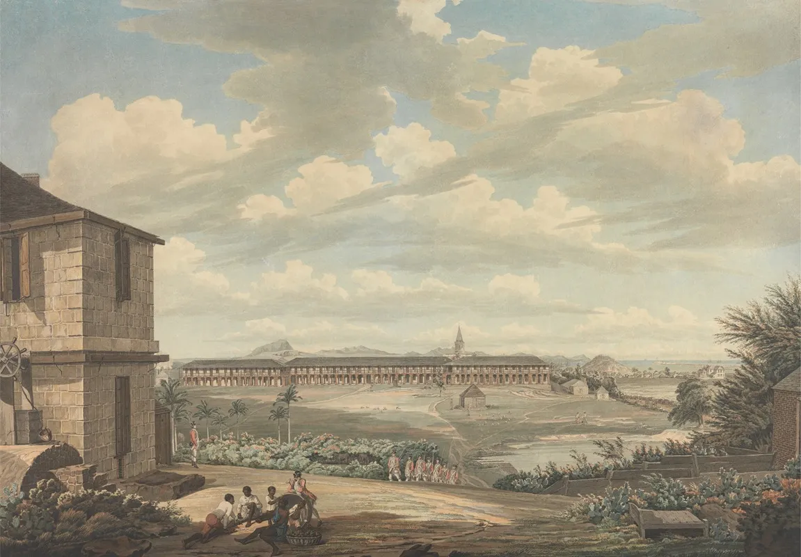 A View On The Island Of Antigua The English Barracks And Saint Johns Church Seen From The Hospital