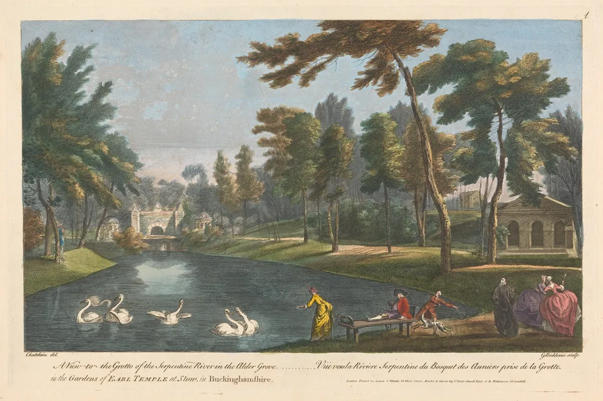 A View To The Grotto Of The Serpentine River In The Alder Grove In The Gardens Of Earl Temple At Stow In Buckinghamshire