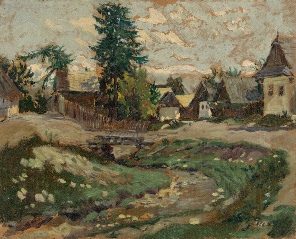 A Village Brook 2 by Gustáv Mallý - Canvas Print