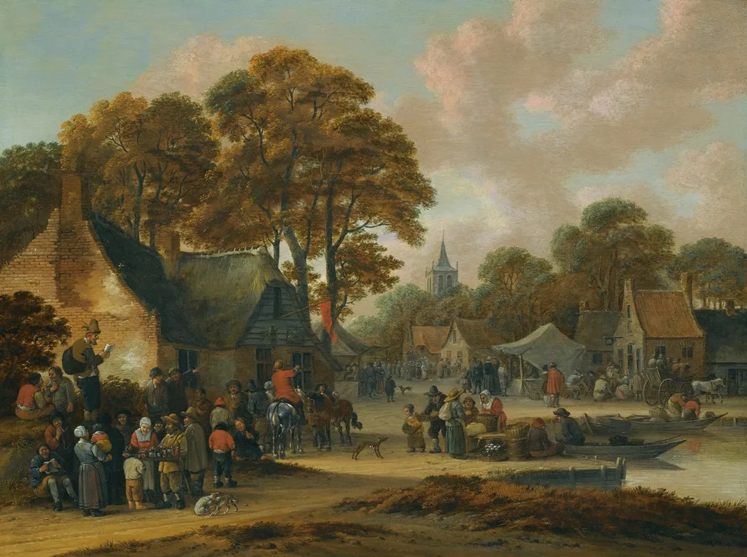 A Village Market Scene by Salomon Rombouts - Canvas Print