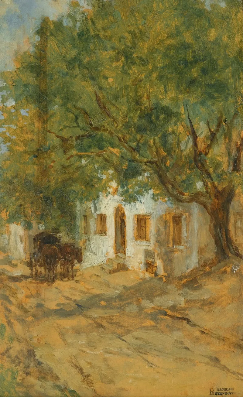 A Village Street by August von Pettenkofen - Canvas Print