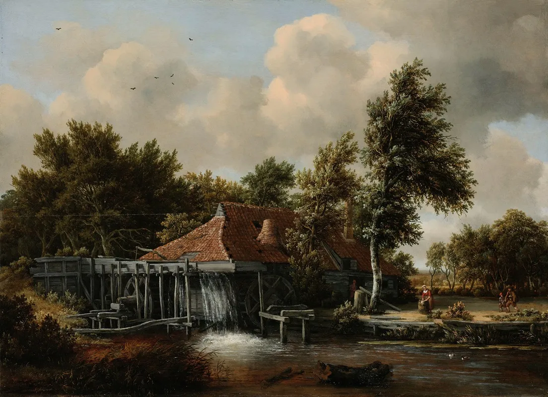 A Watermill 2 by Meindert Hobbema - Canvas Print
