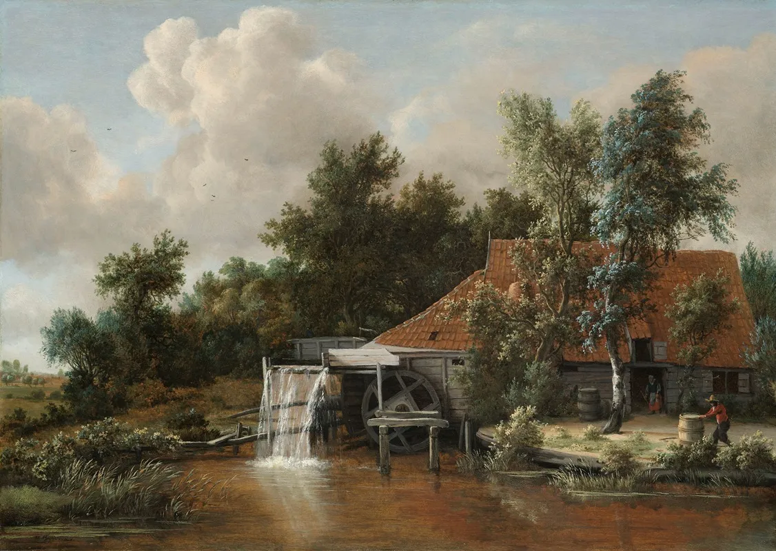 A Watermill 3 by Meindert Hobbema - Canvas Print