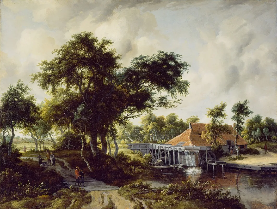 A Watermill by Meindert Hobbema - Canvas Print