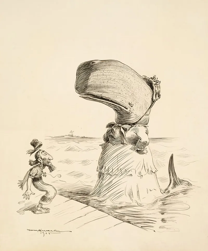 A Whale Wearing A Dress Confronts A Surprised Sailor On A Dock
