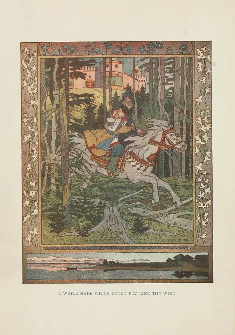 A White Mare Which Could Fly Like The Wind by Ivan Bilibin - Canvas Print