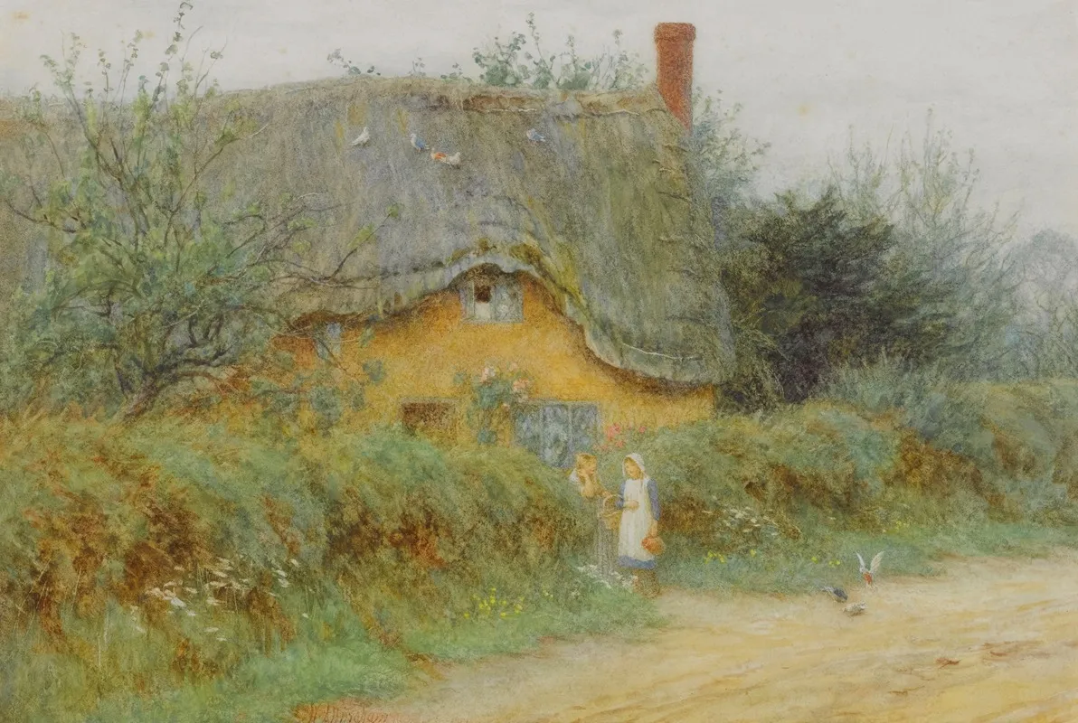 A Wiltshire Cottage by Helen Allingham - Canvas Print