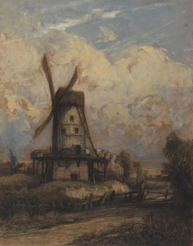A Windmill Against A Cloudy Sky