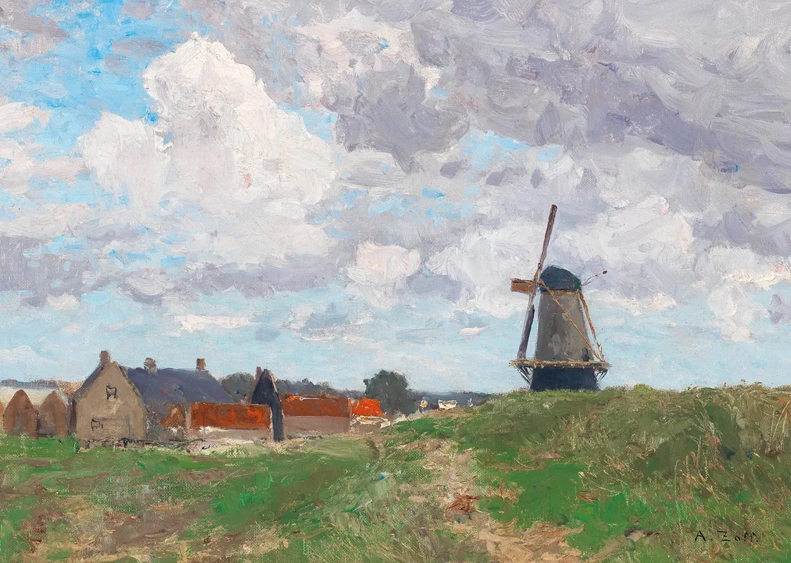 A Windmill In Vlissingen by Alfred Zoff - Canvas Print