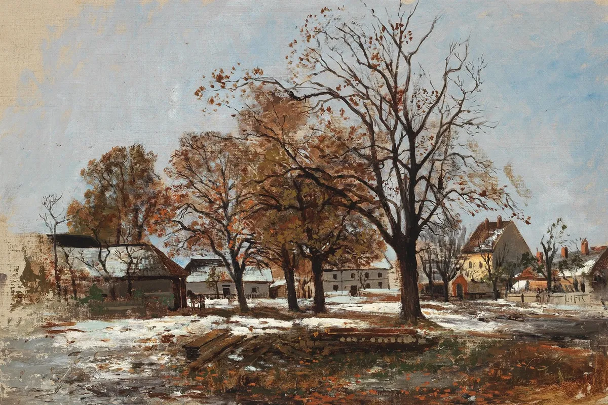 A Winter Day Scene Near St Polten by Theodor Von Hörmann - Canvas Print
