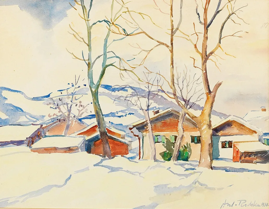 A Winter Landscape 5 by Anton Emanuel Peschka - Canvas Print