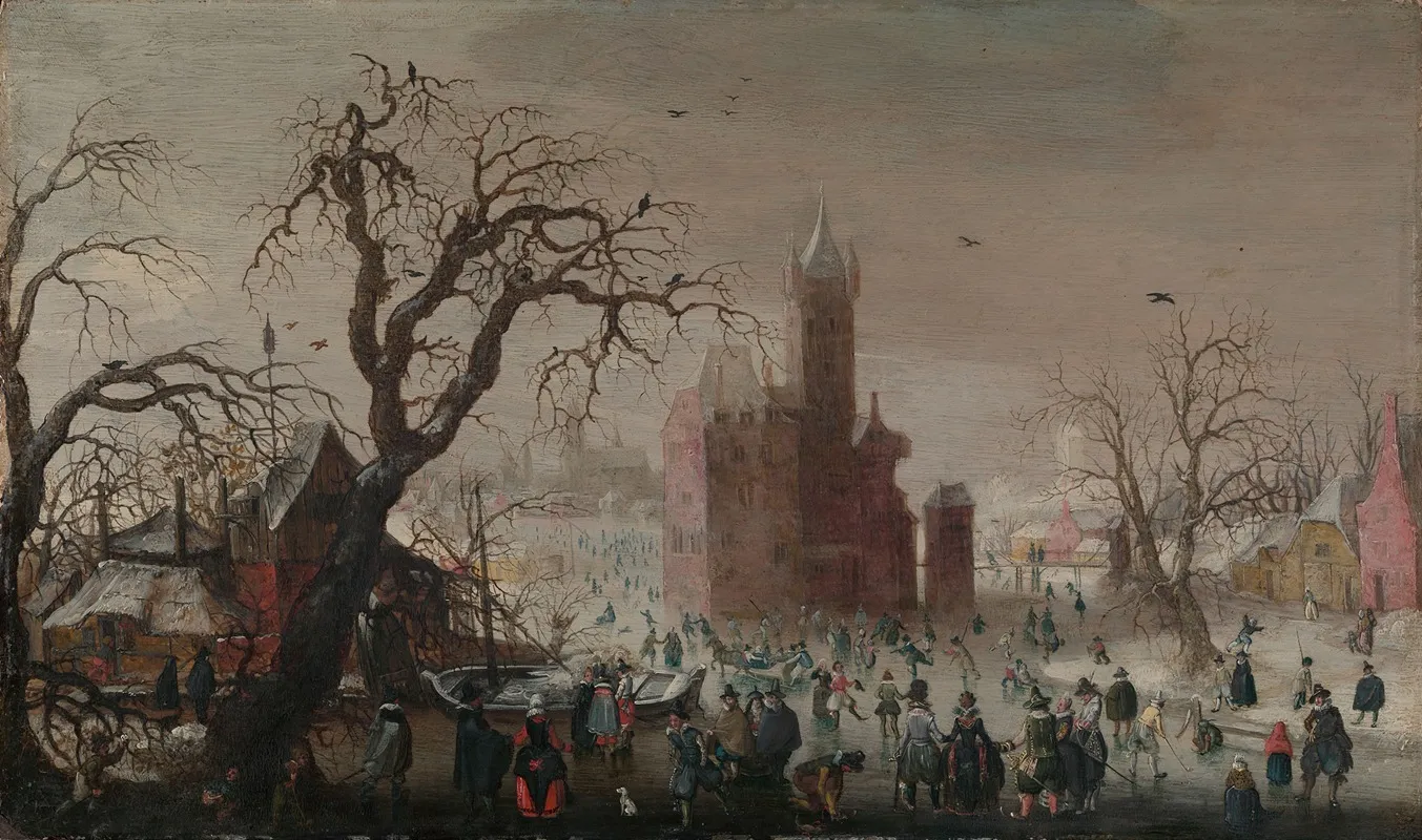 A Winter Landscape With Ice Skaters And An Imaginary Castle