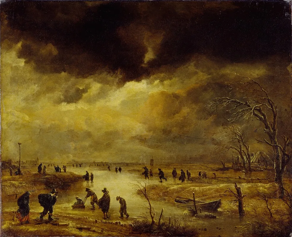 A Winter Scene by Aert van der Neer - Canvas Print