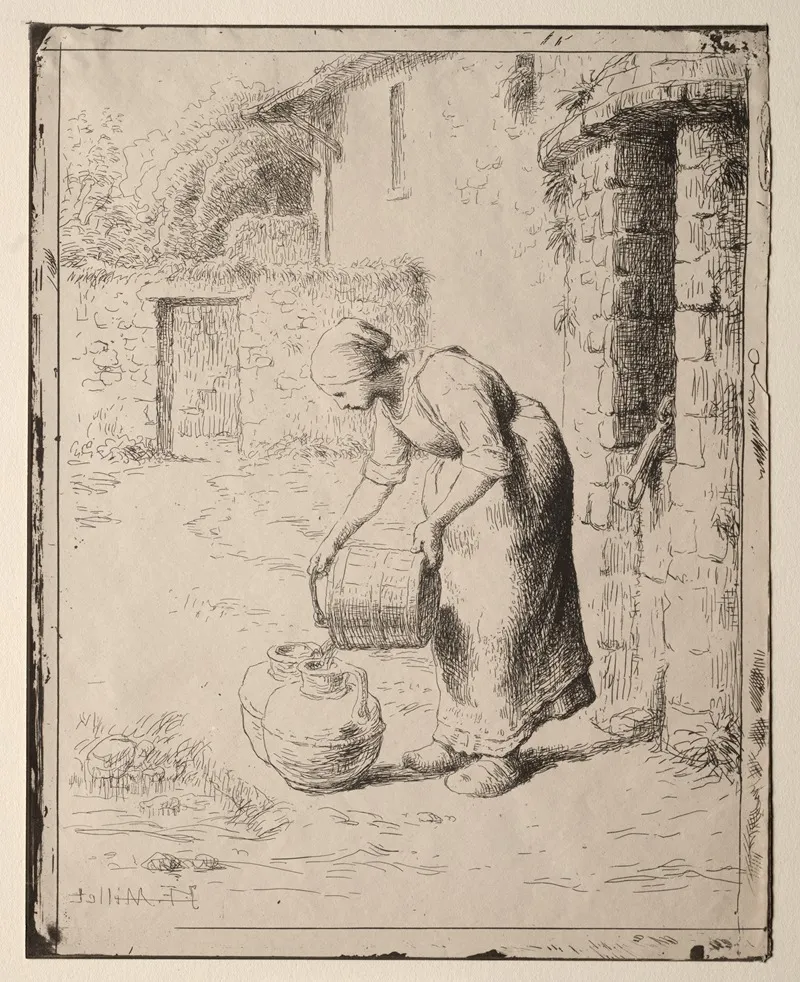 A Woman Emptying A Bucket by Jean-François Millet - Canvas Print