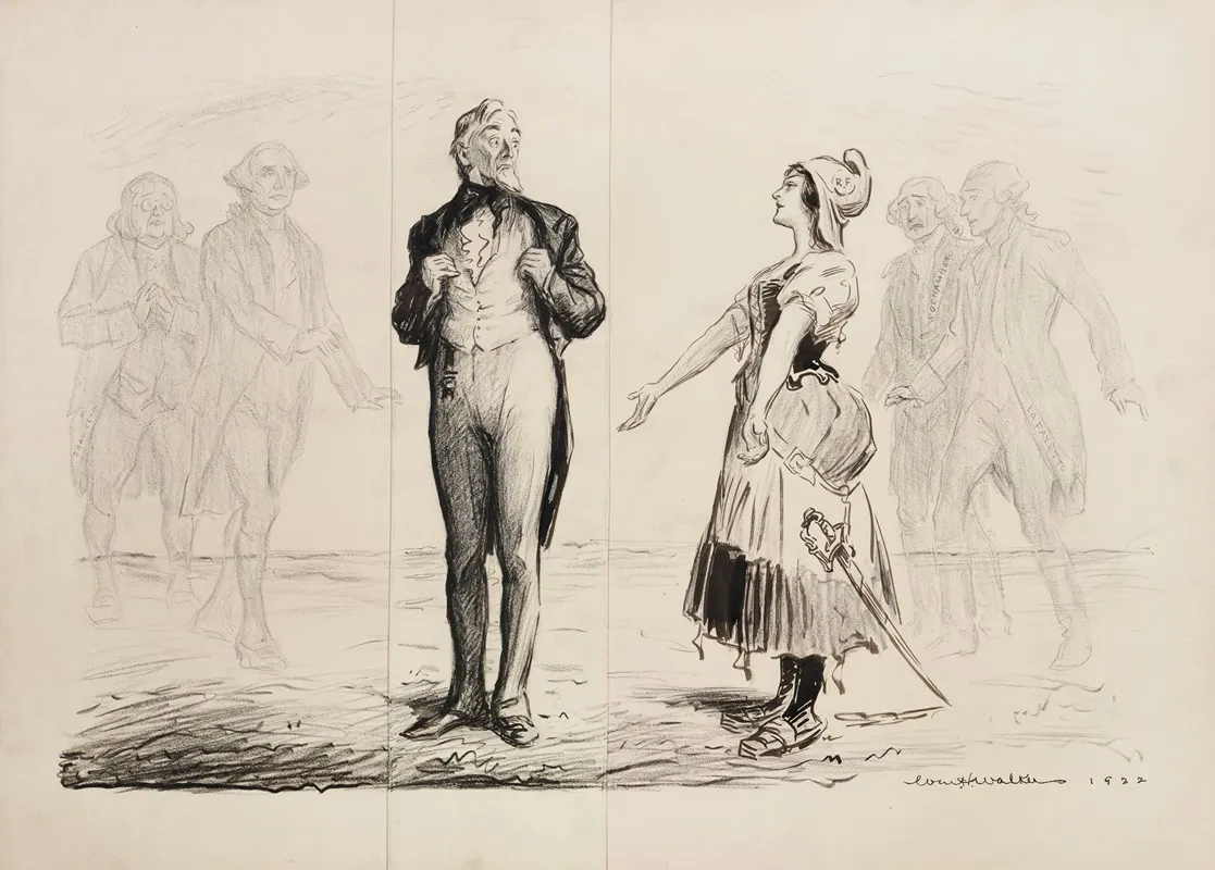 A Woman Representing France Holds Out Her Arms To Uncle Sam
