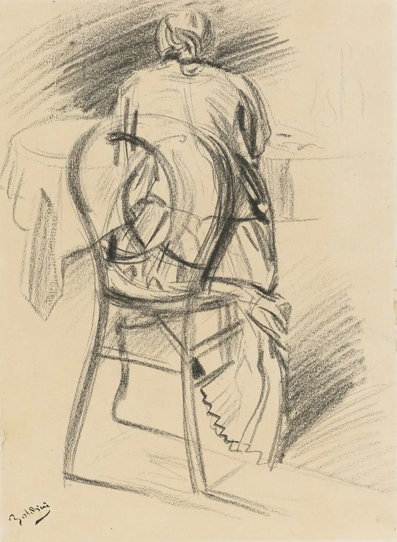 A Woman Seated Seen From Behind