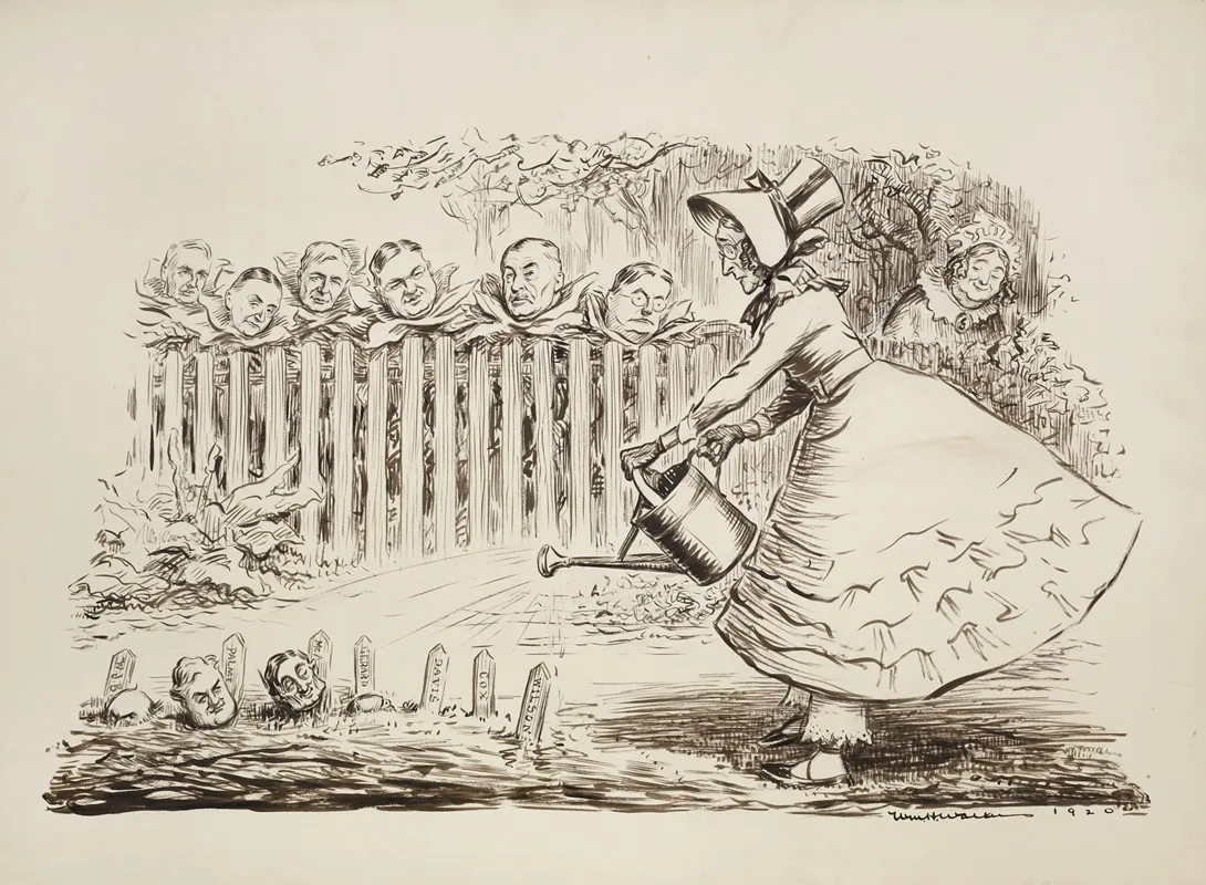 A Woman Waters Plants In Her Garden
