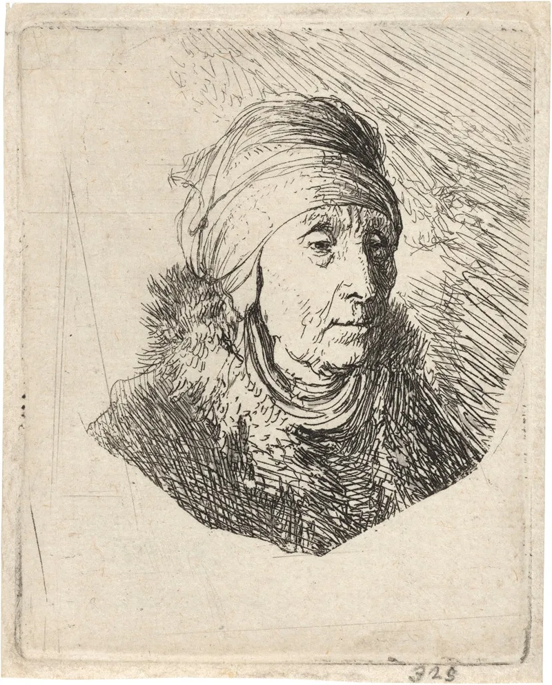 A Woman With A High Headdress by Rembrandt van Rijn - Canvas Print
