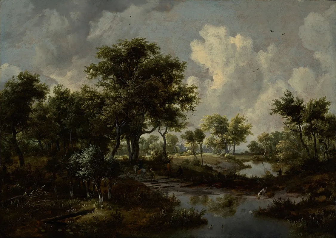 A Wooded Landscape 6 by Meindert Hobbema - Canvas Print