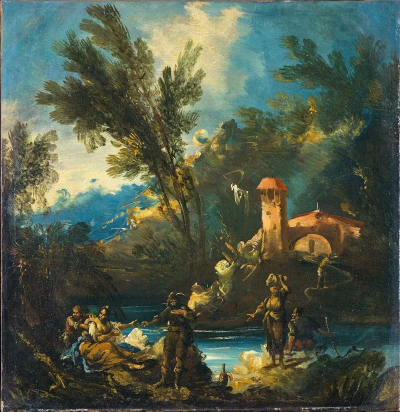 A Wooded River Landscape With Figures 2