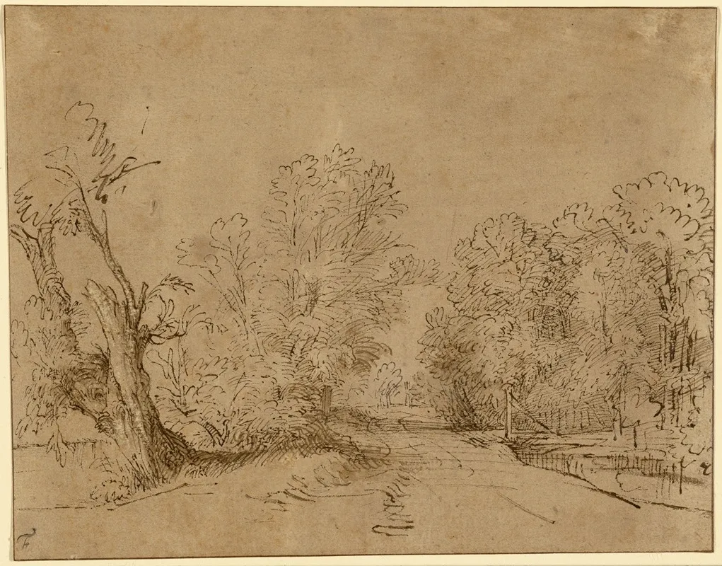 A Wooded Road by Rembrandt van Rijn - Canvas Print