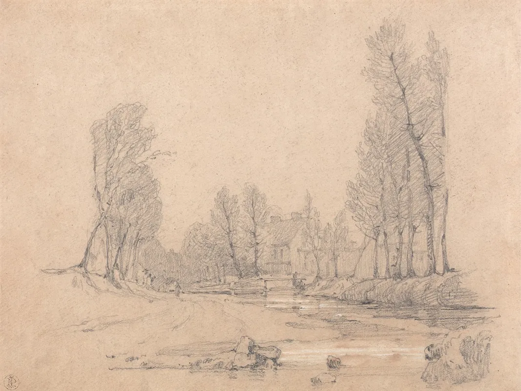 A Wooded Stream And A Farmhouse In Normandy