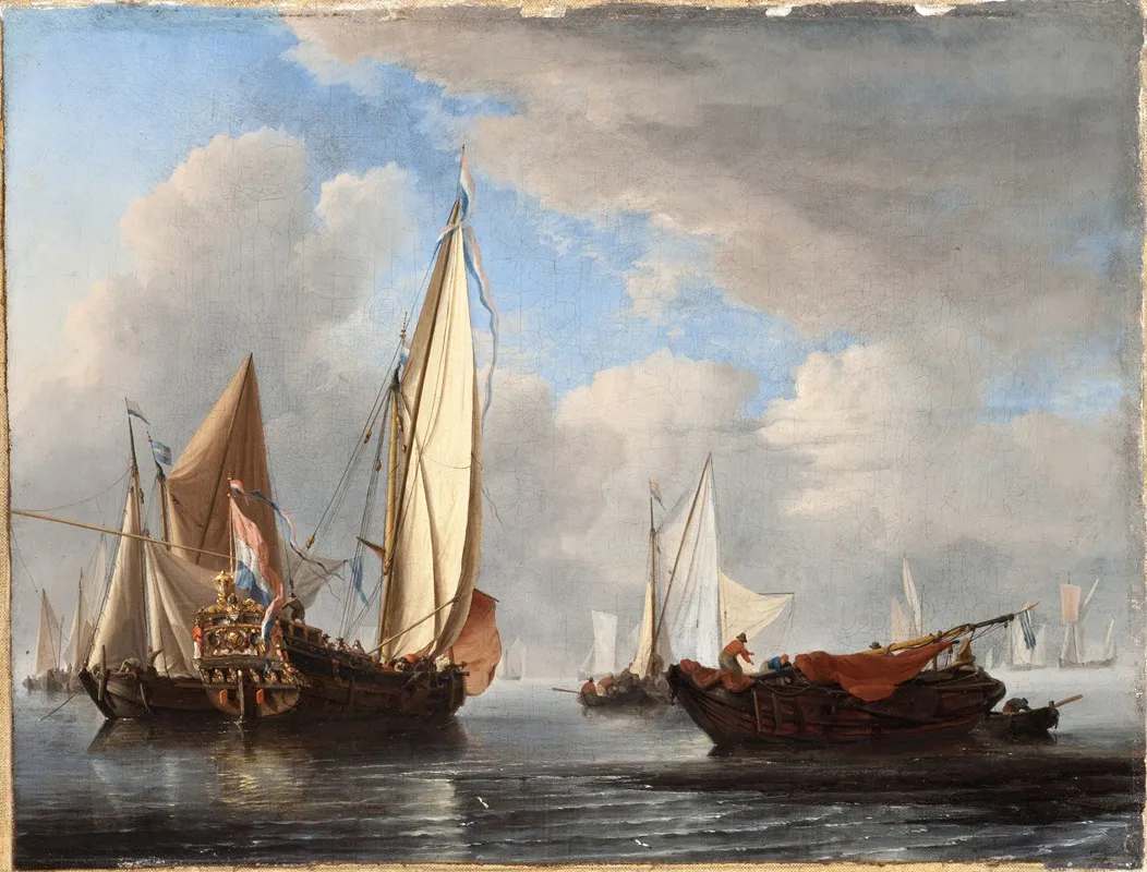A Yacht And Other Vessels In A Calm