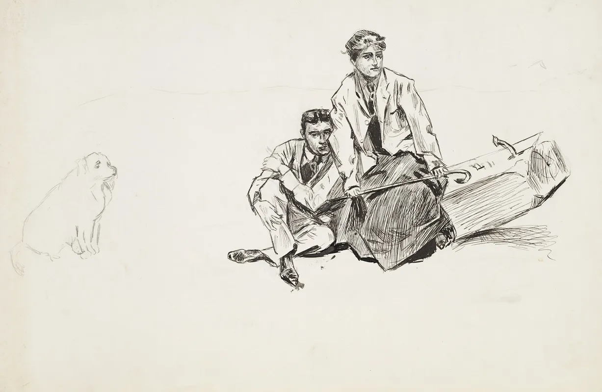A Young Man And Woman Slide Off A Log They Were Sitting On As One End Of The Log Rises Up A Dog Watches Them