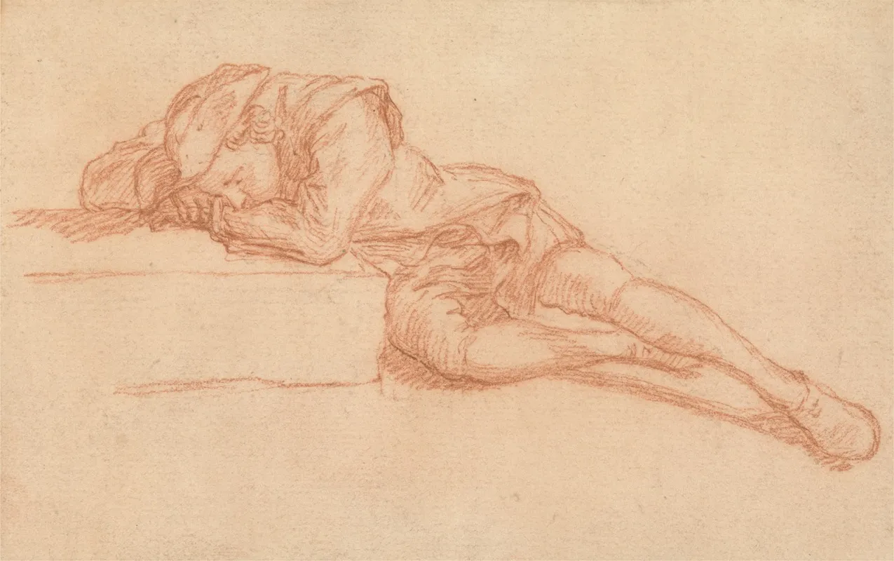 A Young Man Asleep by George Lambert - Canvas Print