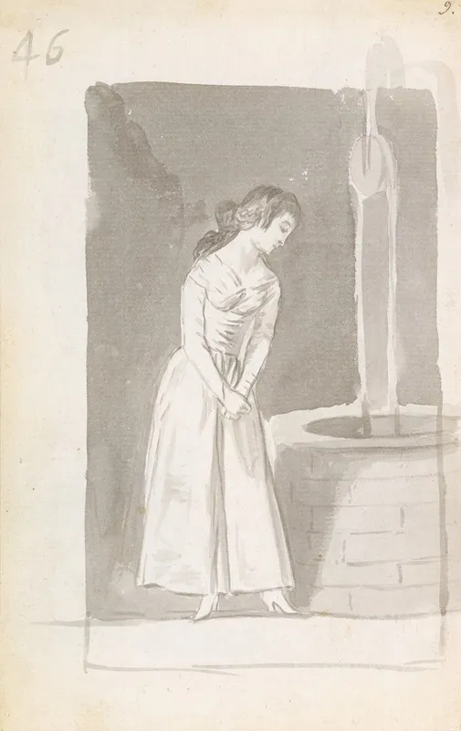 A Young Woman Looking Into A Well