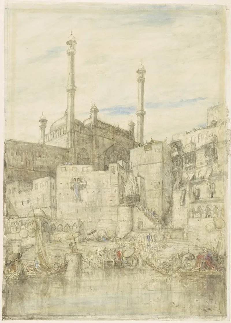 Aan De Ganges Bij Benares by Marius Bauer - Canvas Print