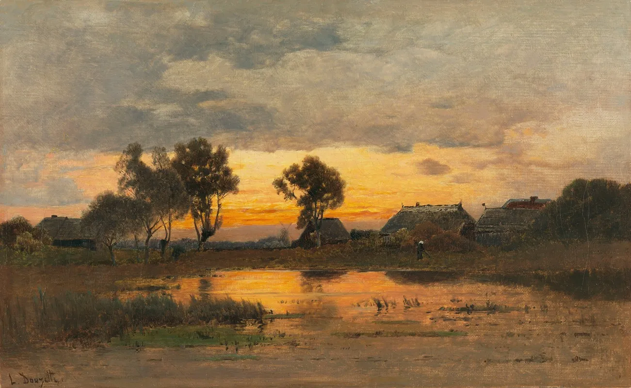 Abenddammerung Am Weiher by Louis Douzette - Canvas Print