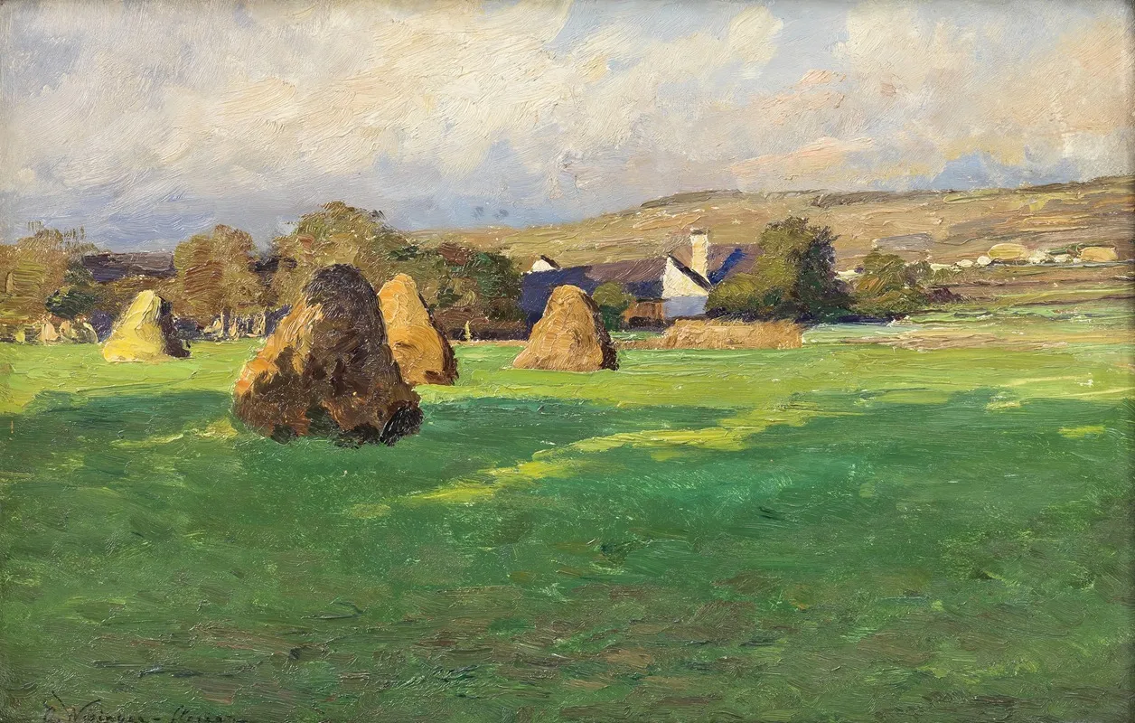 Abendliche Sommerlandschaft Mit Strohmandeln