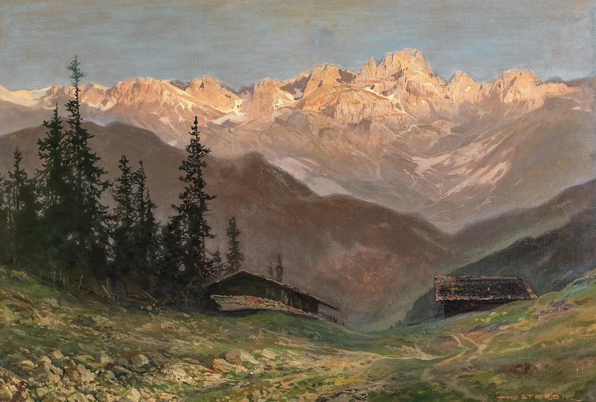 Abendrot Uber Den Dolomiten by Toni Haller - Canvas Print