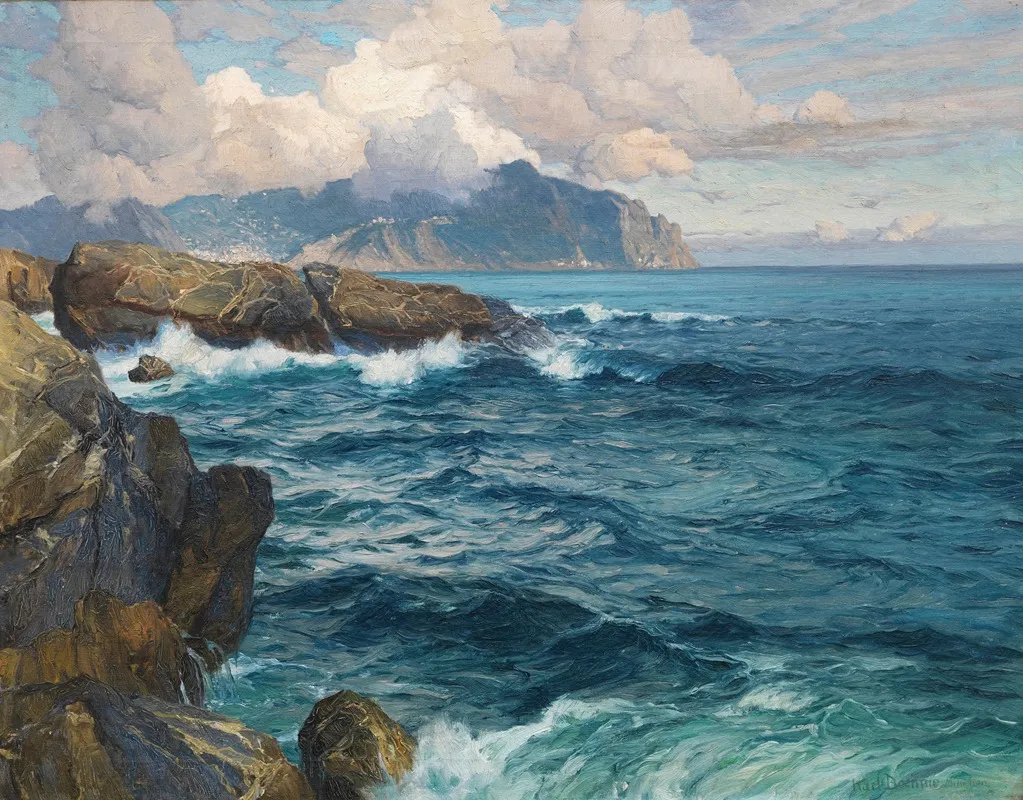 Abendstimmung In Nervi by Karl Theodor Boehme - Canvas Print