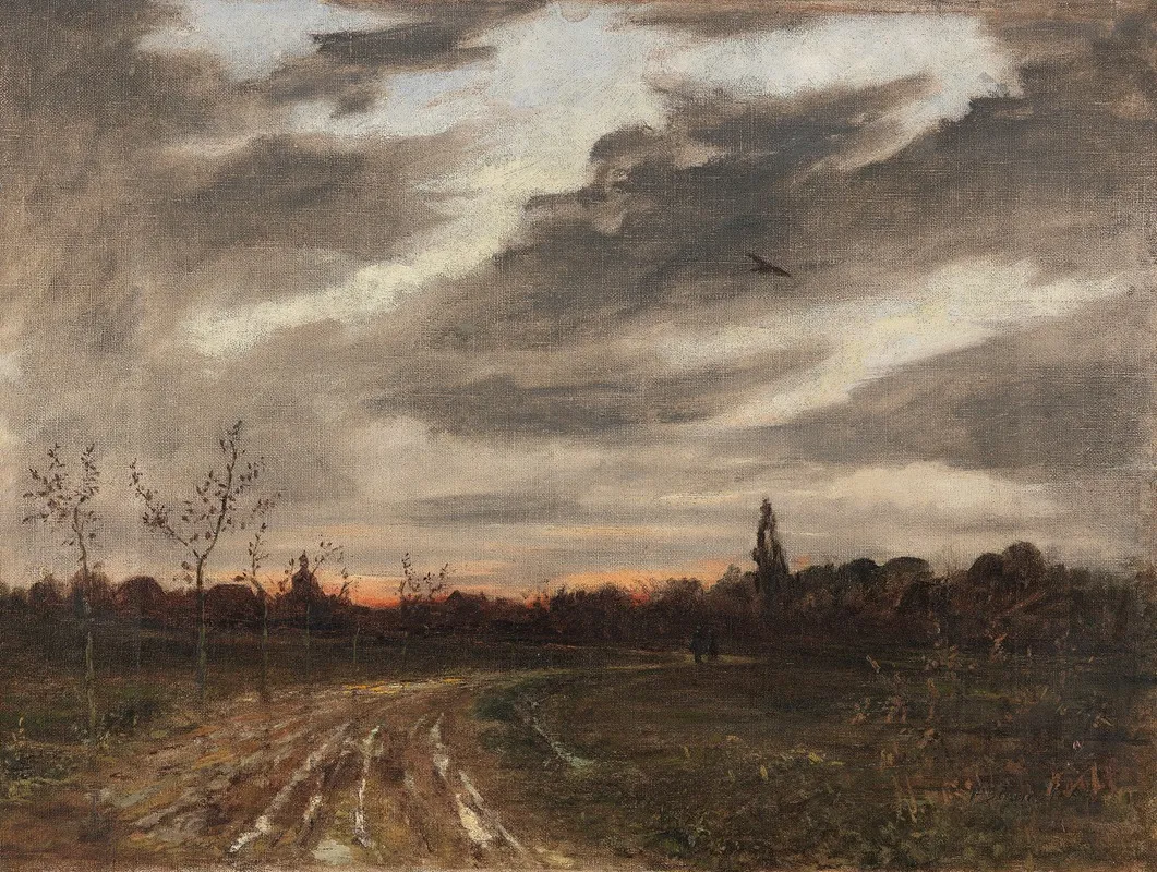 Abendstimmung Nach Dem Regen Am Weg Nach Niedergrunstedt by Paul Baum - Canvas Print