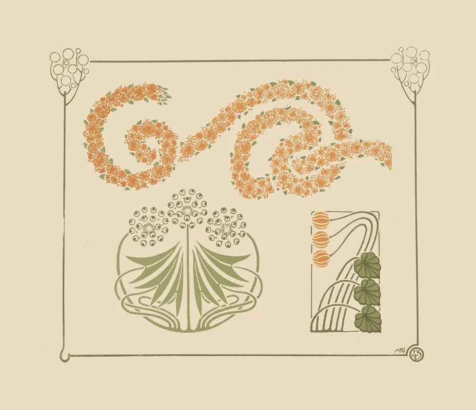 Abstract Design Based On Flowers And Garlands