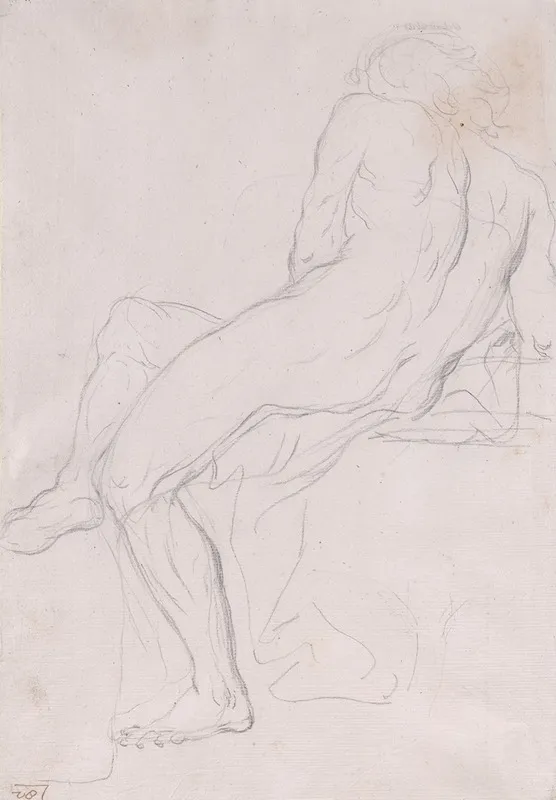 Academy Sketch Of A Seated Male Figure by Giacomo Zoboli - Canvas Print