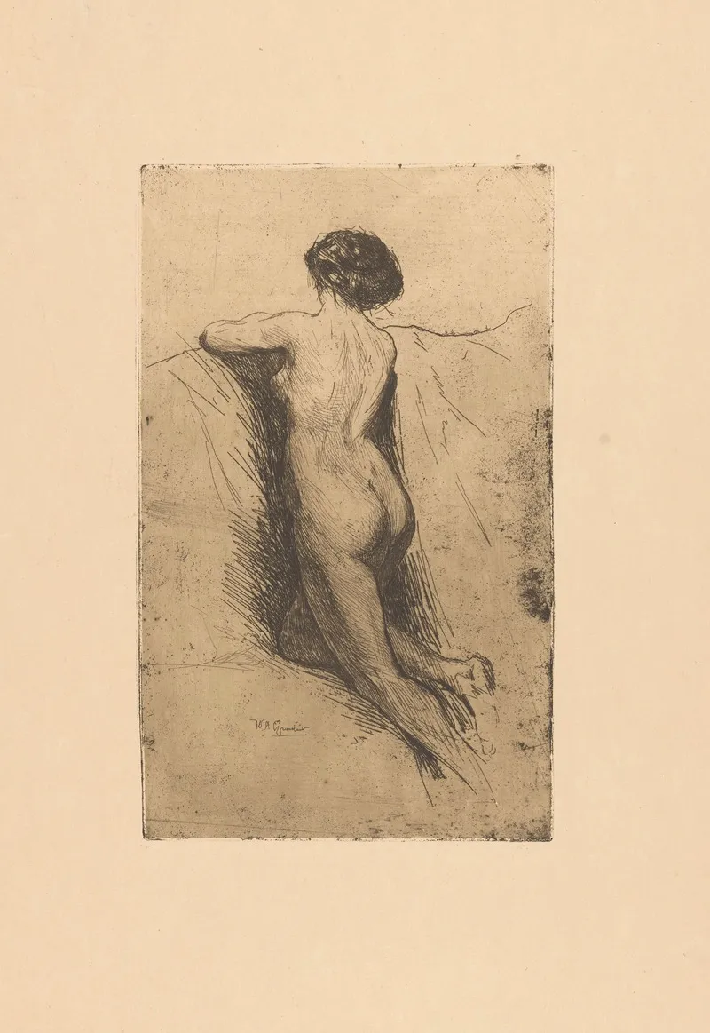 Achterlijf Van Een Naakte Vrouw by Willem Adrianus Grondhout - Canvas Print