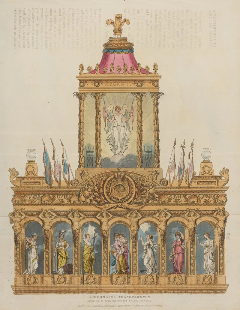 Ackermanns Transparency Exhibited To Commemorate The Peace June 1814