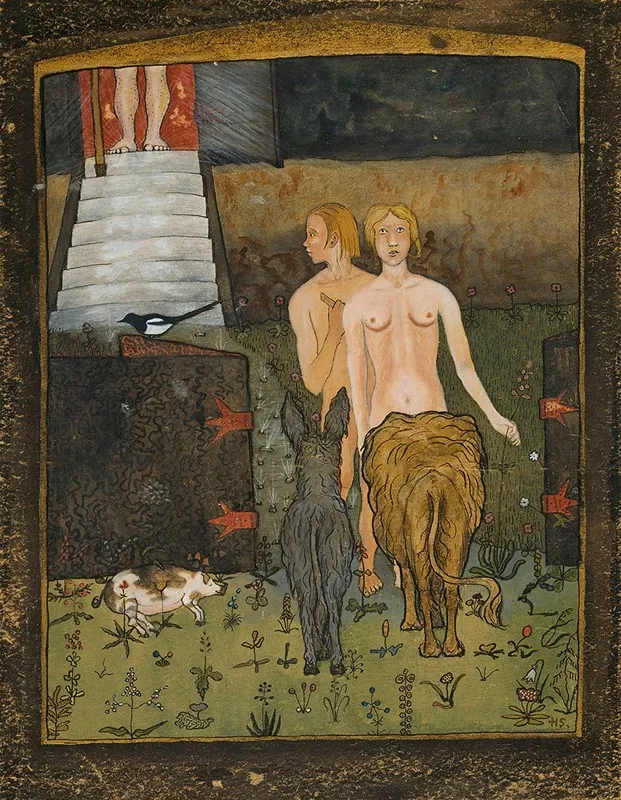 Adam And Eve 8 by Hugo Simberg - Canvas Print