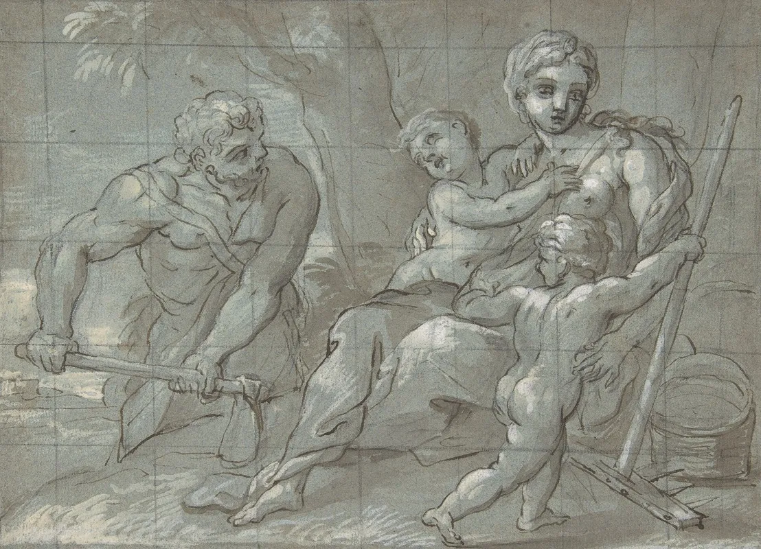 Adam And Eve After Their Expulsion With The Infants Cain And Abel