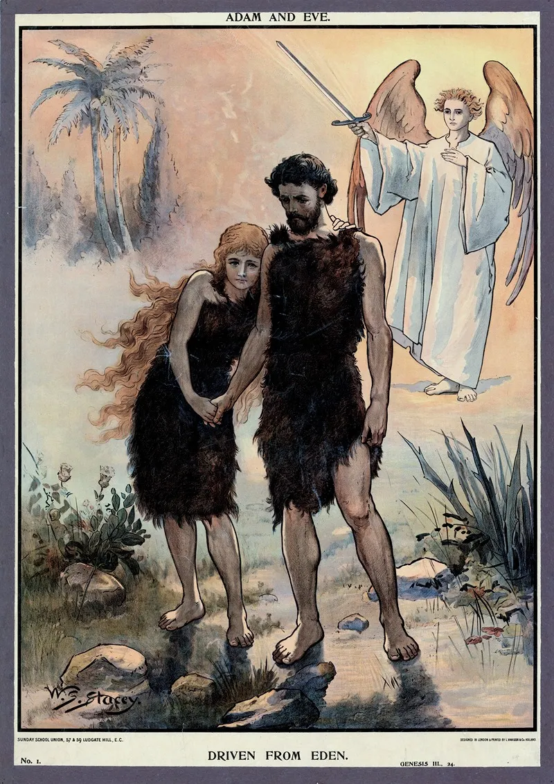 Adam And Eve Driven From Eden by Walter Sidney Stacey - Canvas Print