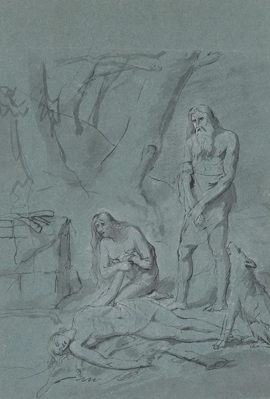 Adam And Eve Mourn Abel by Jean Antoine Verschaeren - Canvas Print