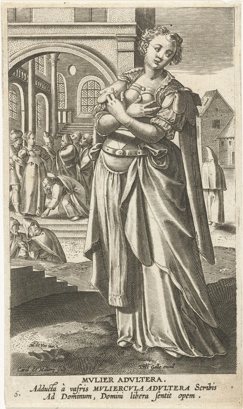 Adulterous Woman by Jan Collaert II - Canvas Print