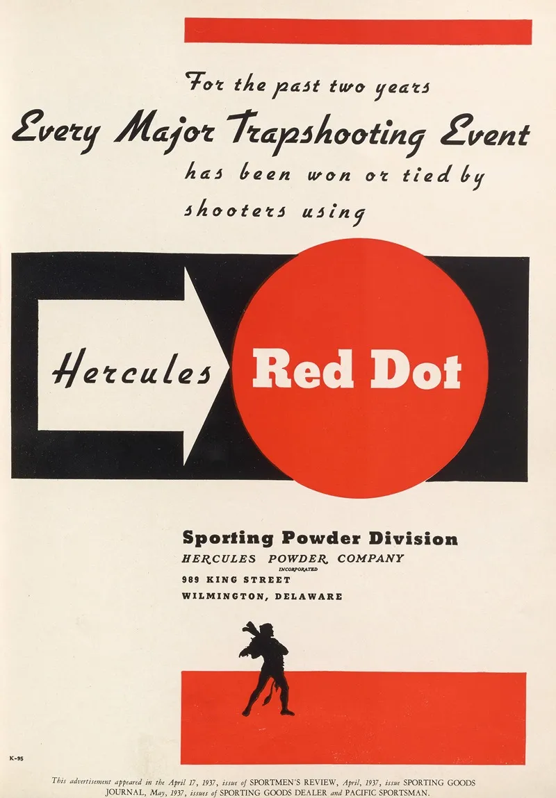 Advertisement For Hercules Red Dot Sporting Powder by Hercules Incorporated - Canvas Print