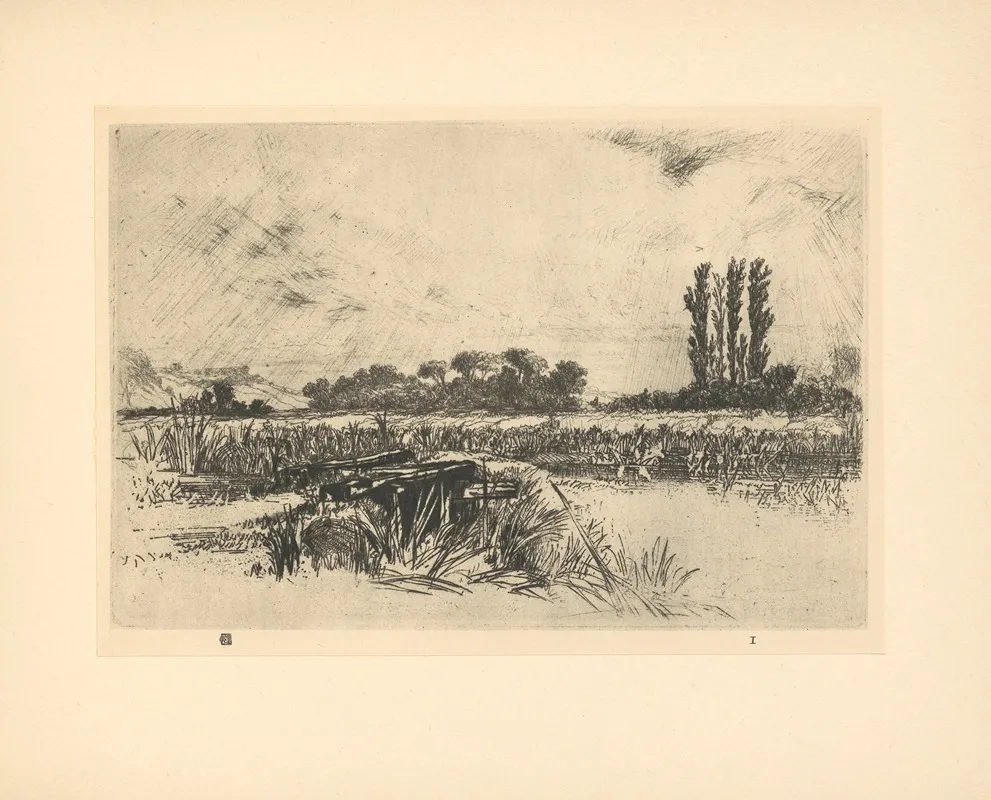 A‎ ‎water‎ ‎meadow by Francis Seymour Haden - Canvas Print