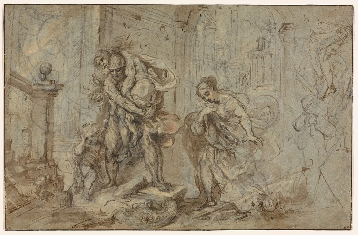 Aeneas Saving Anchises At The Fall Of Troy