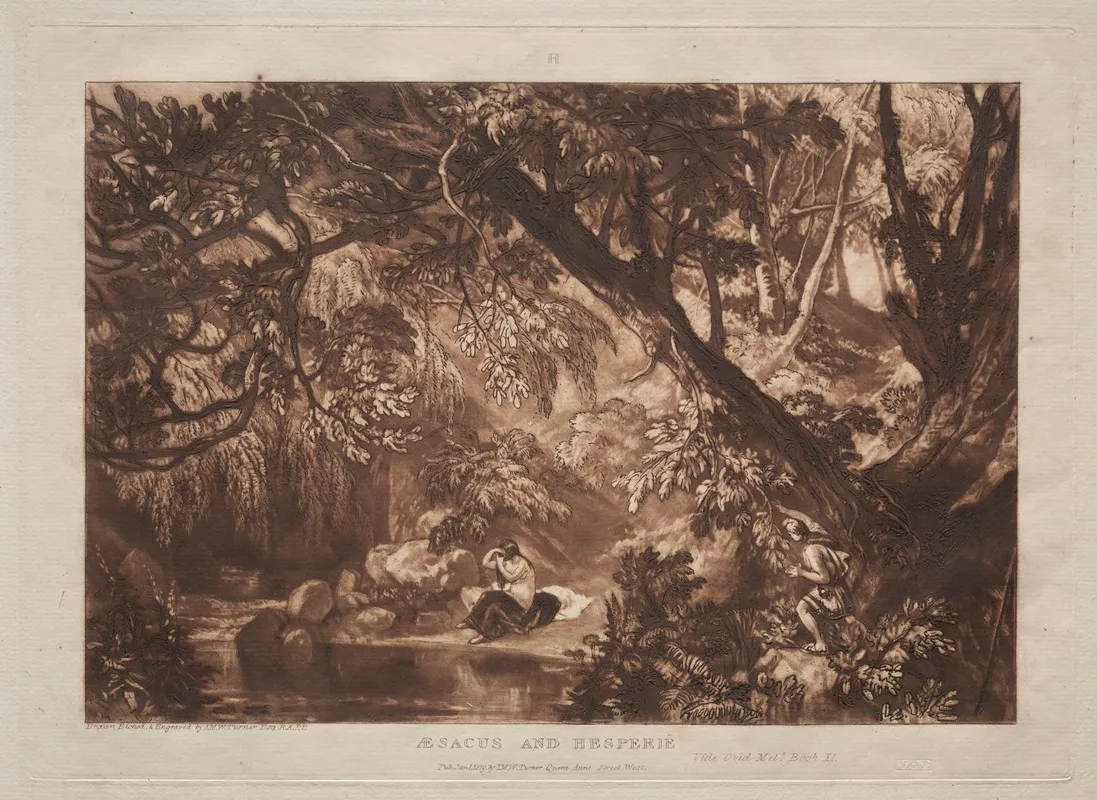 Aesacus And Hesperie by Joseph Mallord William Turner - Canvas Print