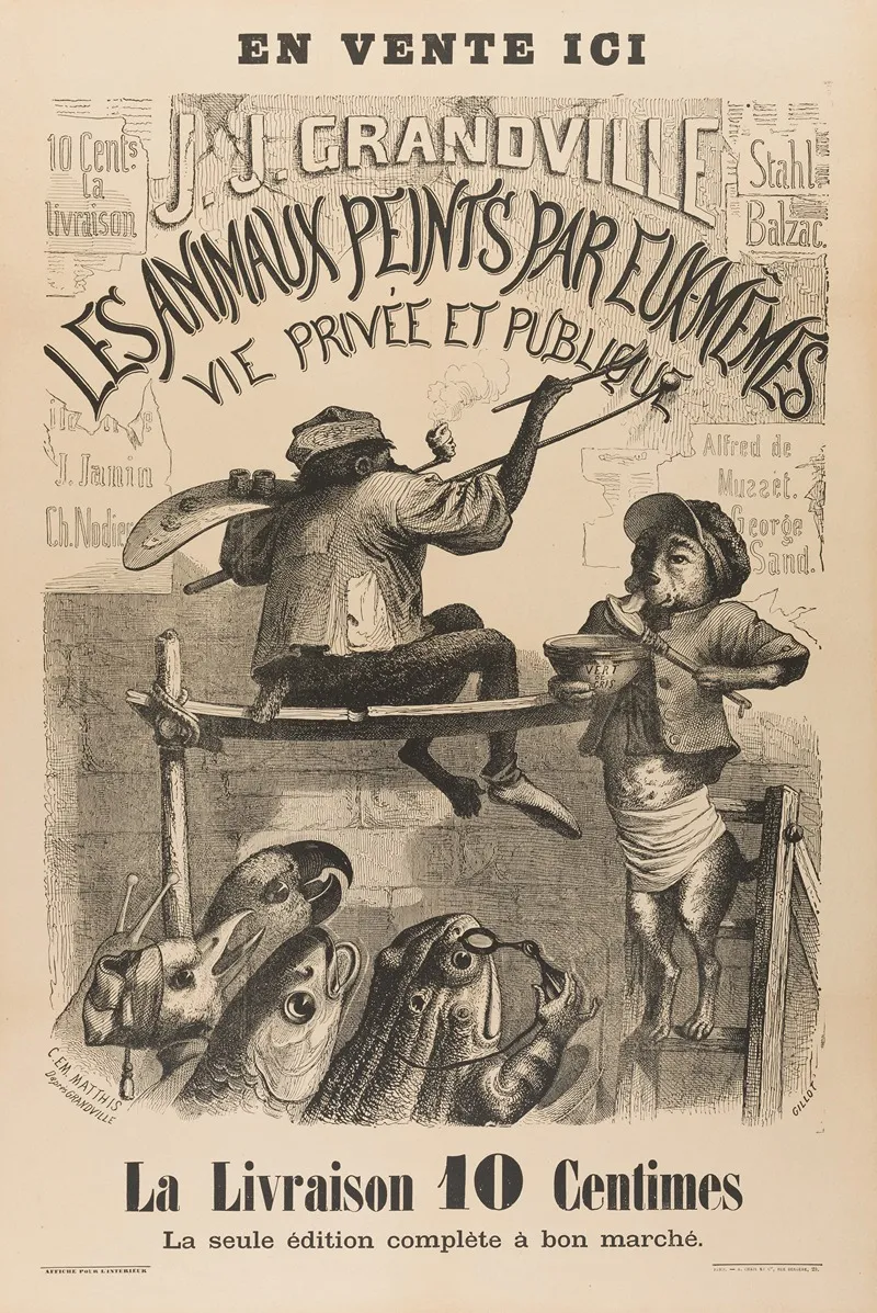 Affiche De Libraire Pour Les Scenes De La Vie Privee Et Publique Des Animaux Publiees Chezhetzel Et Paulin